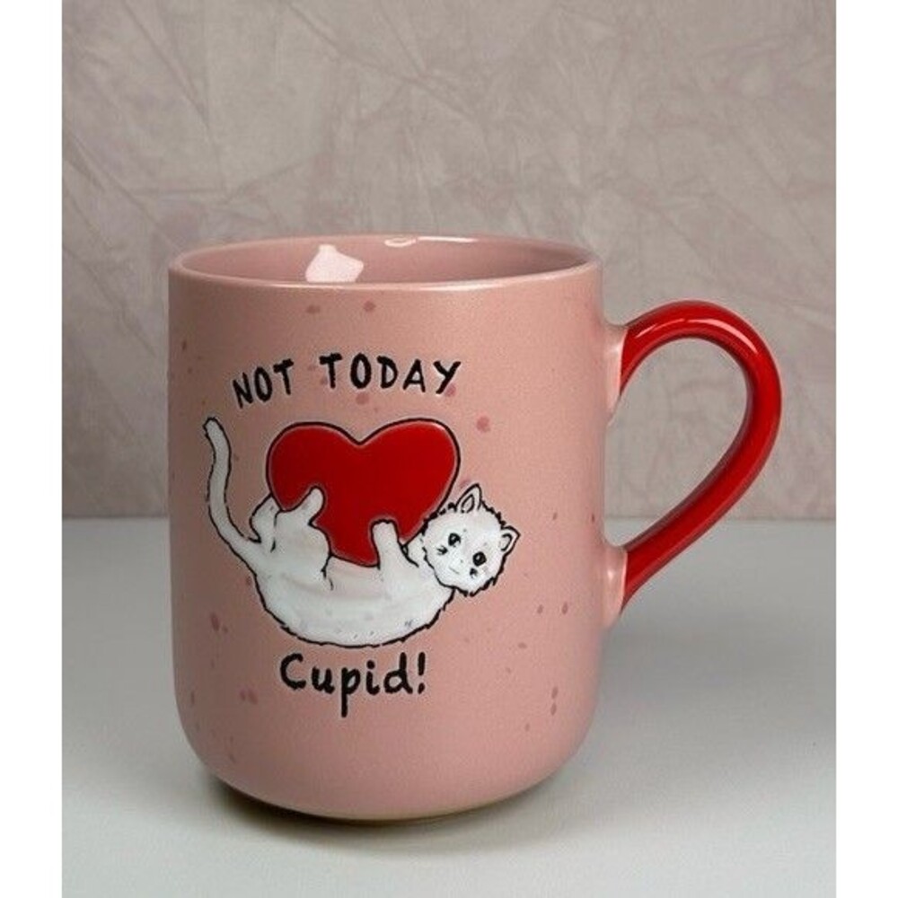 Pink “Not Today Cupid” Cat Mug | Valentine Coffee Tea Cup | Cute Gift - Picture 7 of 10
